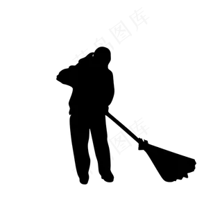五一劳动节清洁工剪影