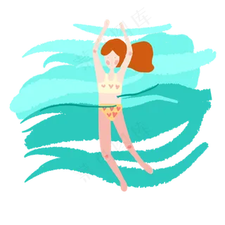 夏日小清新游泳女孩PNG免抠素材