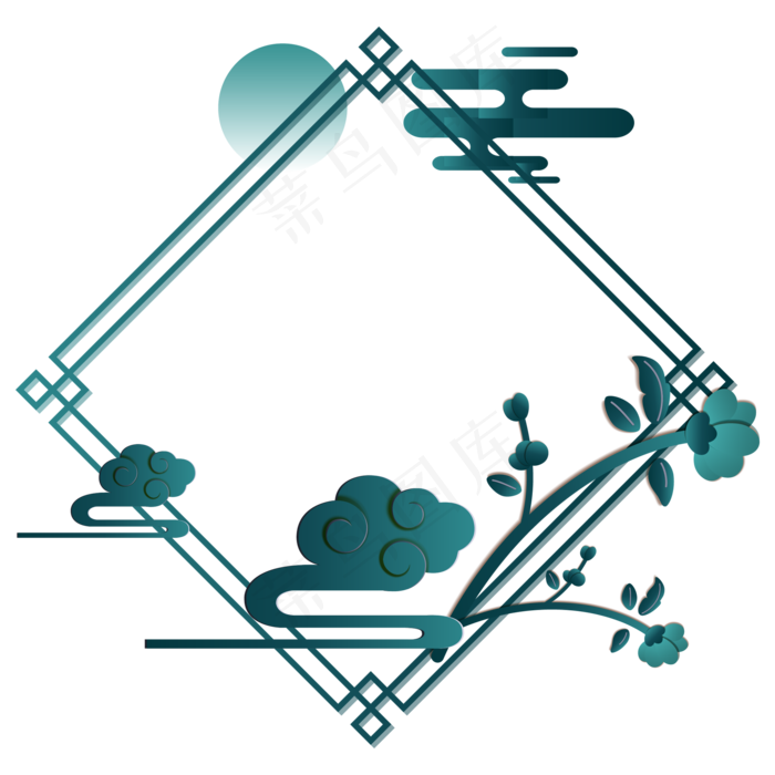 新中式墨绿色边框