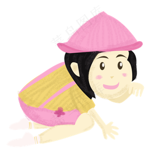 创意小女孩卡通装饰素材