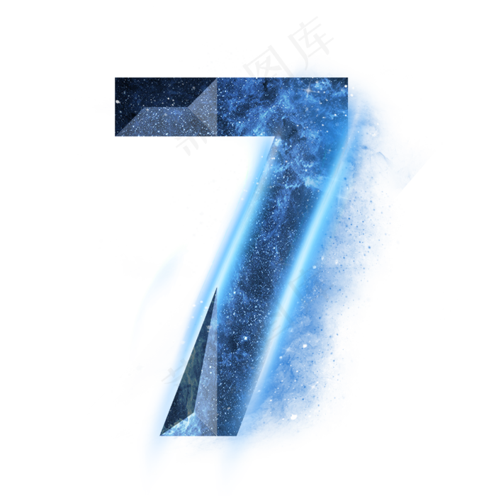 炫酷蓝色星空星辰数字7(3000*3000px 	      )psd模版下载