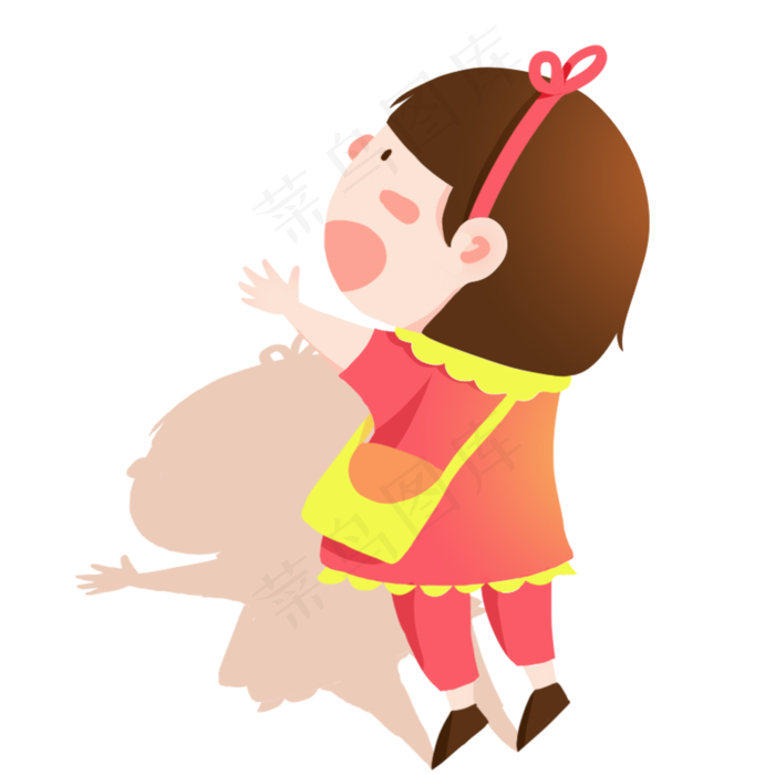 卡通红色衣服女孩