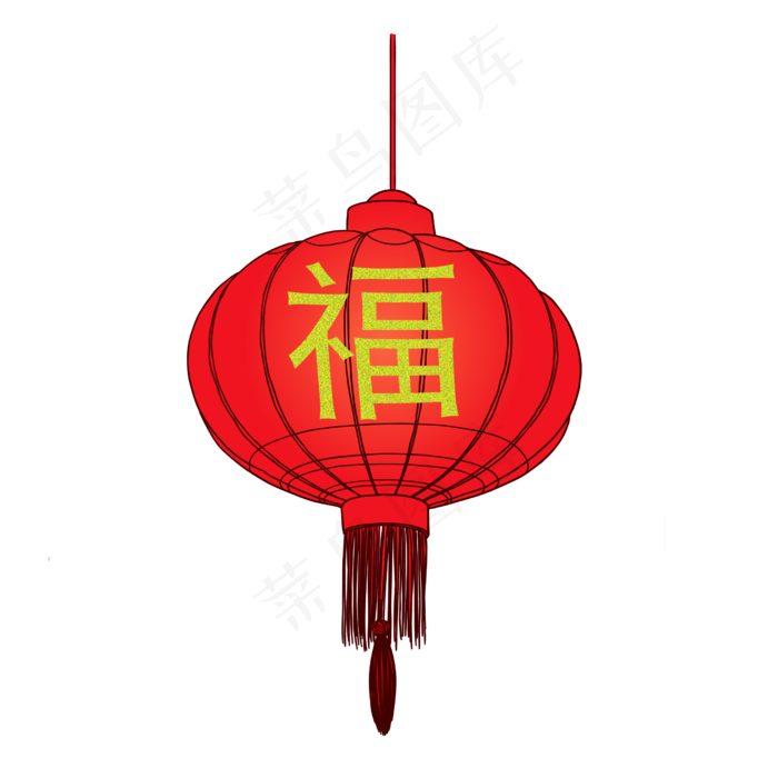 红色福字过年灯笼,免抠元素