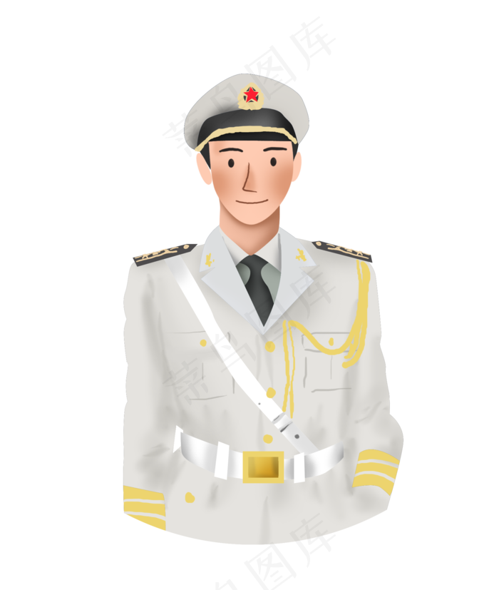 建军节手绘海军士兵(1782X2106(DPI:299))psd模版下载