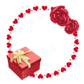 手绘玫瑰花圆形边框