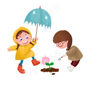 植树节树苗卡通可爱小清新板绘插