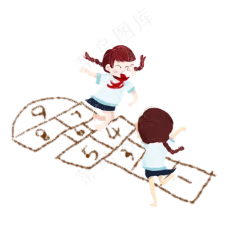 草地上的玩耍跳格子