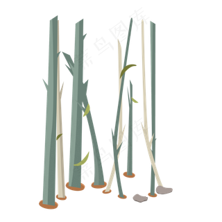 手绘矢量卡通白桦树