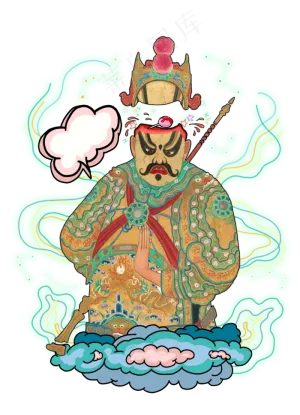 中国风国潮门神武将二郎神戏曲中