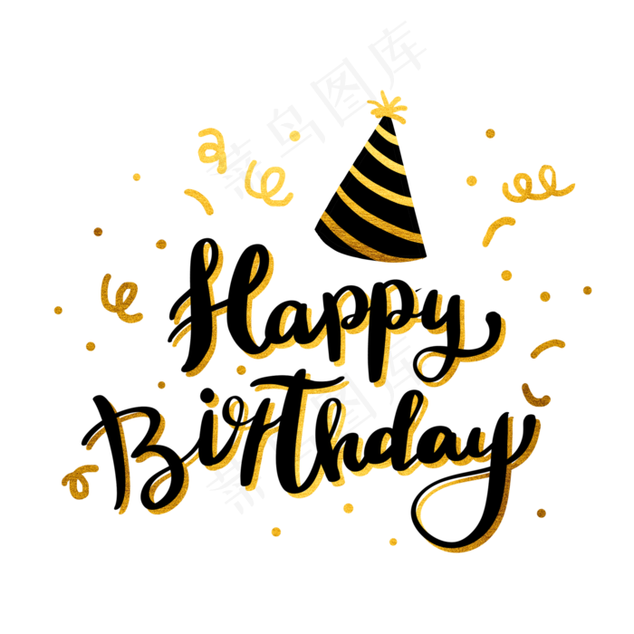 生日快乐英文花体字(2000*2000px 	      )psd模版下载