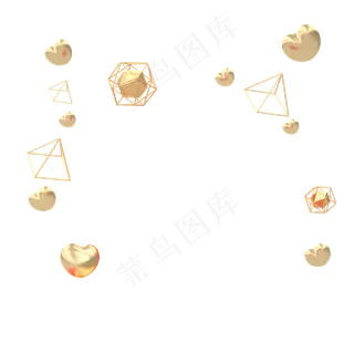 C4D金色爱心金属立体,免抠元素