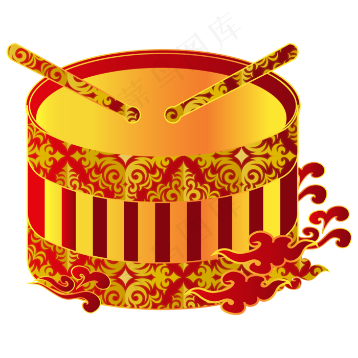 新年春节锣鼓装饰,免抠元素