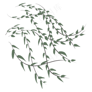 漂浮柳叶主题清明风景漂浮素材