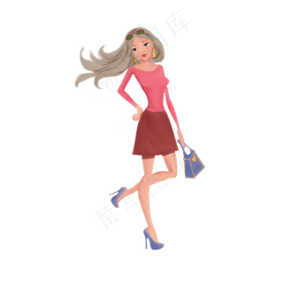 女神节潇洒快乐的美女,免抠元素