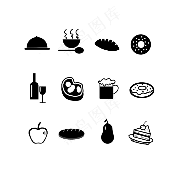 图标黑白食物图标