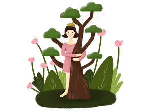 手绘卡通植树节节气小清新风格植