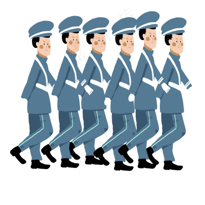 八一建军节手绘风可爱军人往前走(2000X2000(DPI:350))psd模版下载