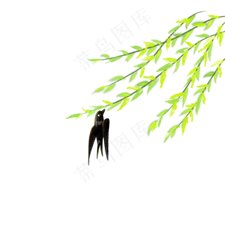 春燕与柳叶在风里共舞