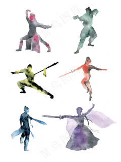 金庸武侠手绘剪影水彩人物 金庸武侠手绘剪影水彩人物