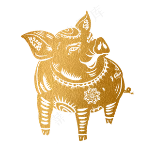 2019新年手绘卡通剪纸猪,免抠元素 2019新年手绘卡通剪纸猪,免抠元素