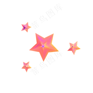 立体五角星漂浮装饰,免抠元素