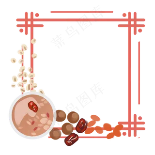 手绘创意腊八边框,免抠元素