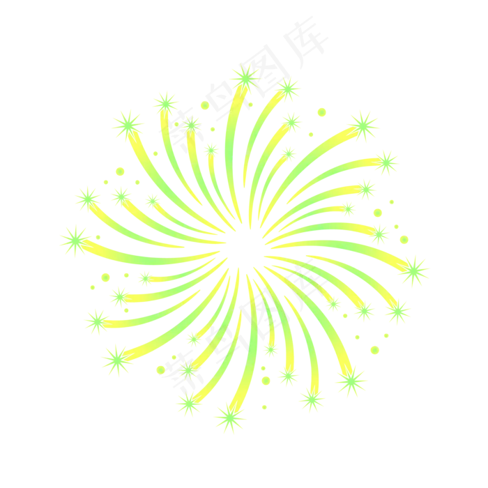 黄色绿色手绘烟花矢量图,免抠元素(2084*2084px 300 dpi )eps,ai矢量模版下载