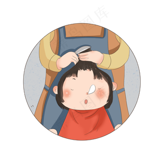 可爱小女孩龙抬头理发睡觉,免抠元素