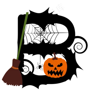 创意万圣节蜘蛛南瓜蝙蝠扫把字母