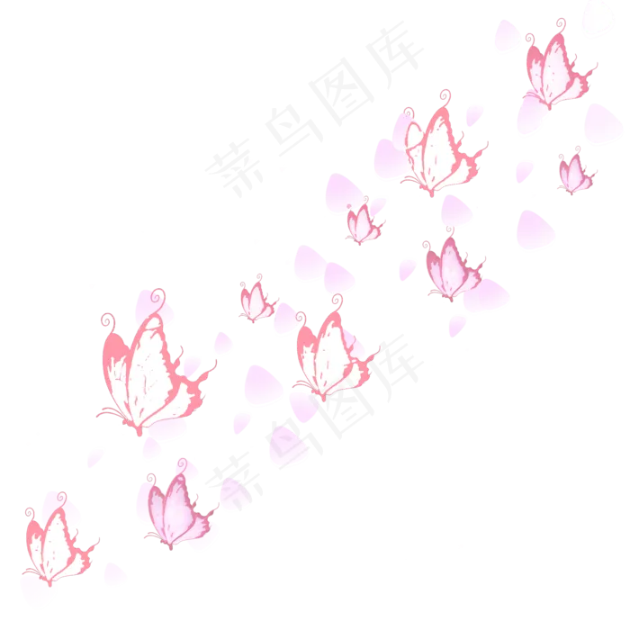 漂浮的蝴蝶之飞舞的粉蝶玫瑰花瓣(2000X2000(DPI:300))psd模版下载