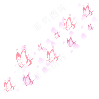 漂浮的蝴蝶之飞舞的粉蝶玫瑰花瓣