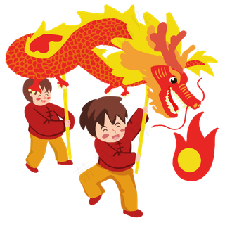 中国传统节日二月二龙抬头男孩舞,免抠元素