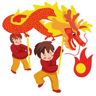 中国传统节日二月二龙抬头男孩舞,免抠元素