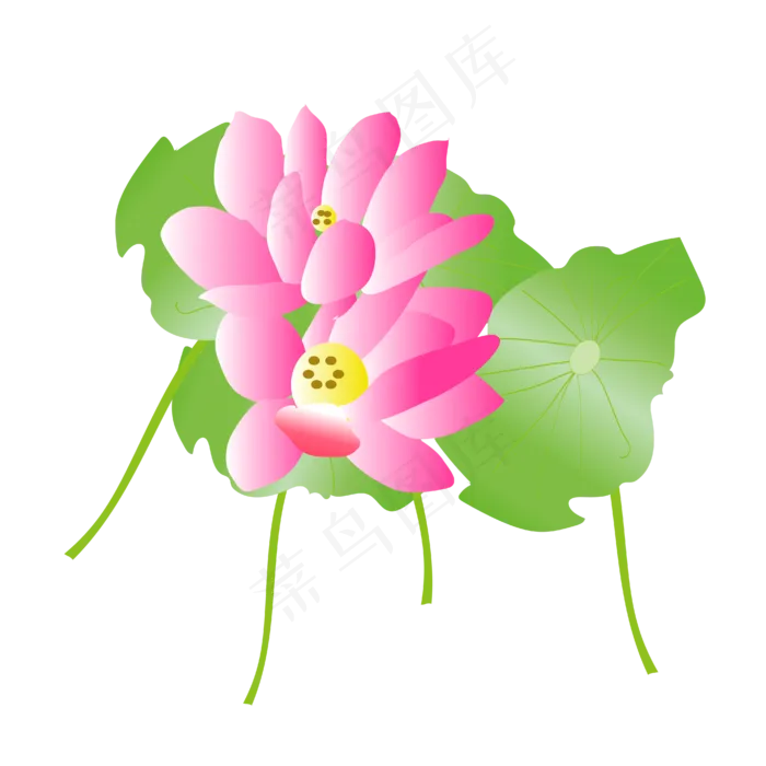 矢量免扣卡通荷花(4167*4167px 300 dpi )ai矢量模版下载