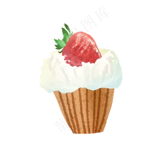 草莓冰激凌蛋筒甜点