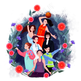 女性综合职业3.8独立妇女节快乐PNG,免抠元素