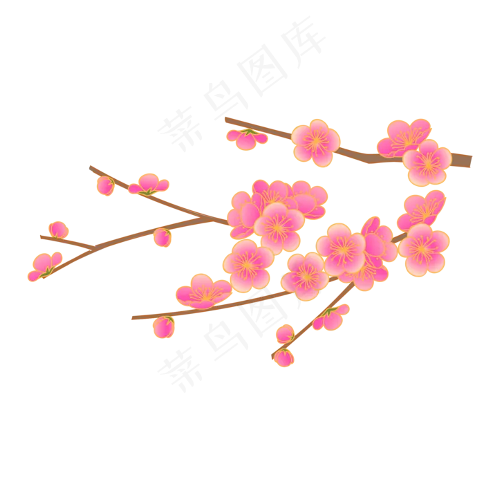 粉色渐变装饰桃花可商用元素,免抠元素