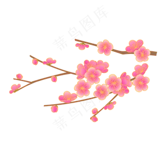 粉色渐变装饰桃花可商用元素,免抠元素