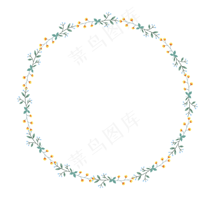 手绘小碎花植物花草树木花环边框(2000X2000(DPI:300))psd模版下载