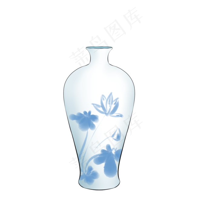 白色的青荷花瓷瓶(2000X2000(DPI:300))psd模版下载