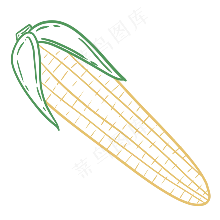 线条场景夏天水果蔬菜玉米(2000X2000(DPI:300))psd模版下载