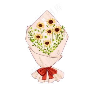 植物免扣文件花束向阳花,免抠元素
