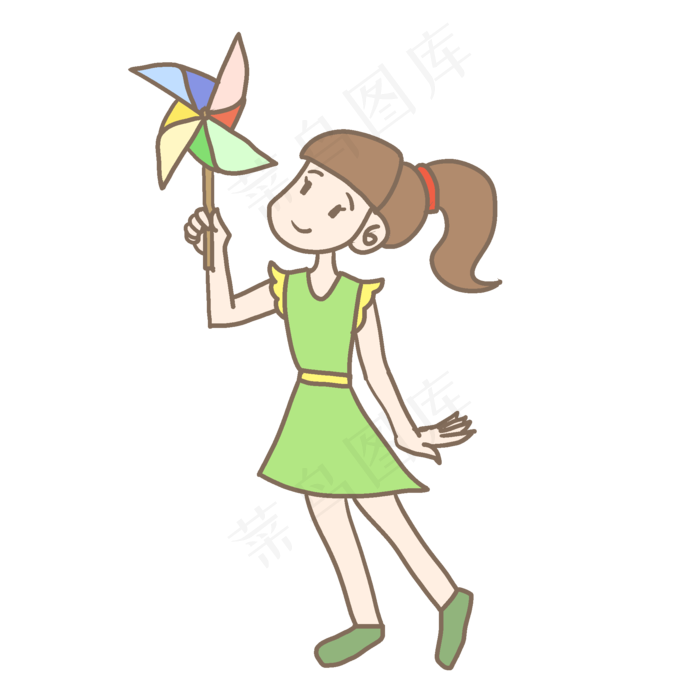 儿童节拿风车的女孩
