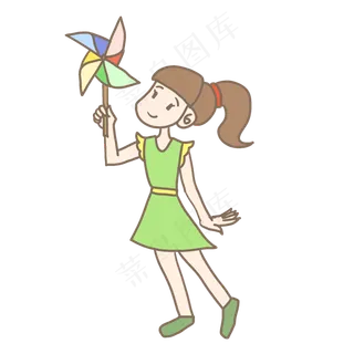 儿童节拿风车的女孩