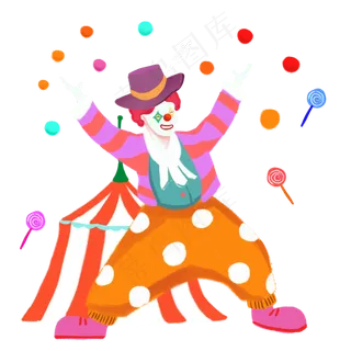 愚人节欢乐小丑手绘人物PNG素材,免抠元素