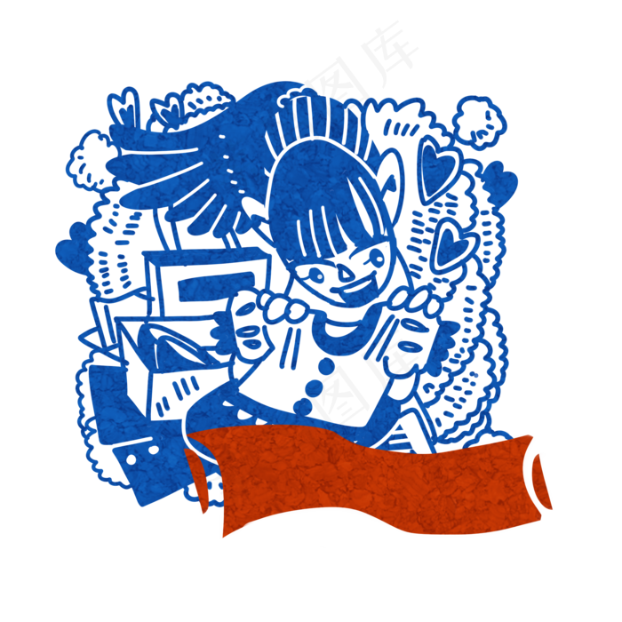 双十一淘宝天猫少女衣服蓝白复古