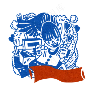 双十一淘宝天猫少女衣服蓝白复古