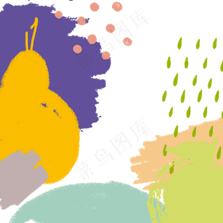 可爱手绘色块童趣水果装饰边框底,免抠元素