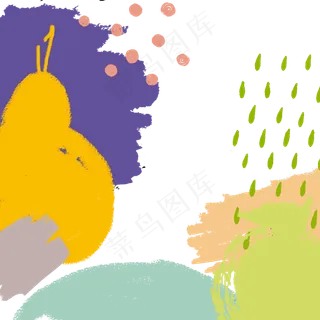 可爱手绘色块童趣水果装饰边框底,免抠元素