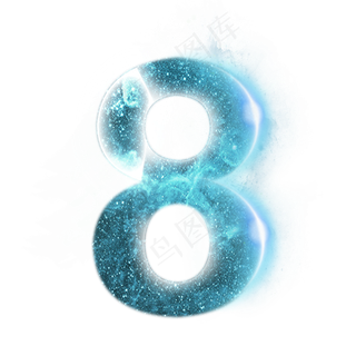 炫酷蓝色星空分裂数字8